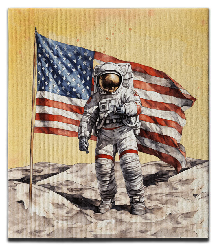 Astronaut with Flag Dishcloth