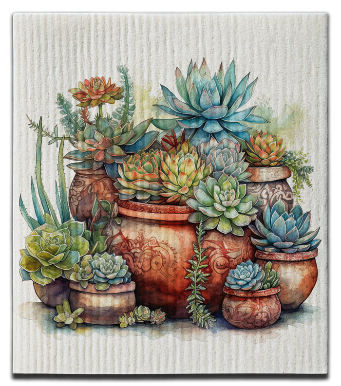 Succulent Potted Plants Dishcloth