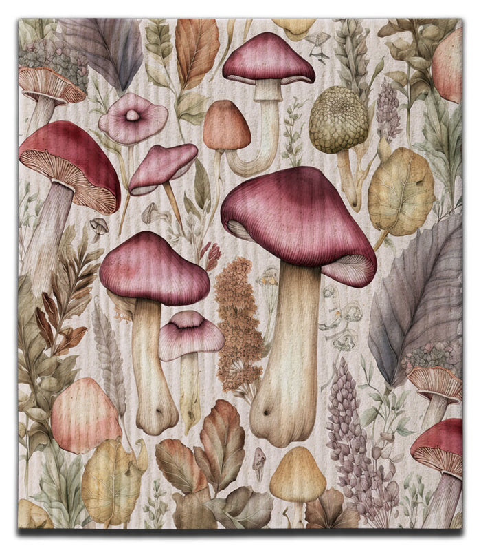 Mushrooms Mauve Color Dishcloth