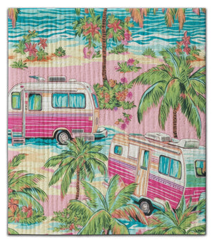 Camper Pink (2) w/ Palm Trees Dishcloth