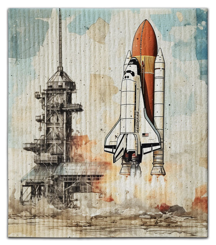 Shuttle Lift Off w/Tower Dishcloth