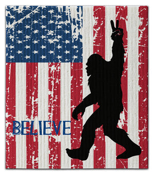Bigfoot American Flag Believe Dishcloth