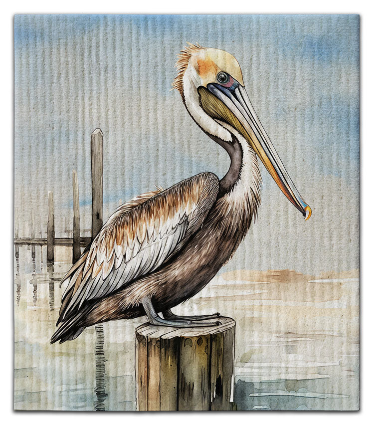 Brown Pelican on Pylon Dishcloth