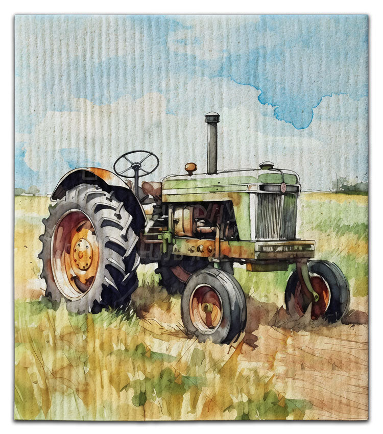 Green Tractor in Field Dishcloth