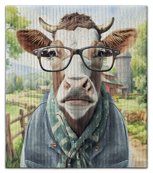 Hipster Cow Dishcloth