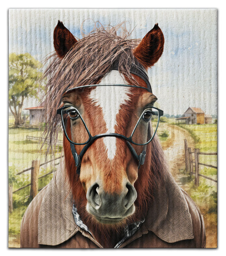 Hipster Horse Dishcloth