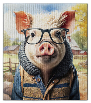 Hipster Pig Dishcloth