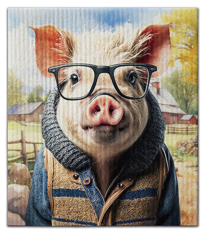 Hipster Pig Dishcloth