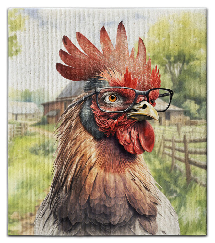 Hipster Rooster Dishcloth