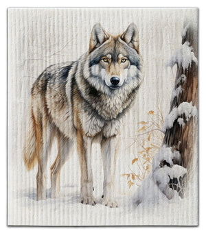 Wolf in Woods Dishcloth