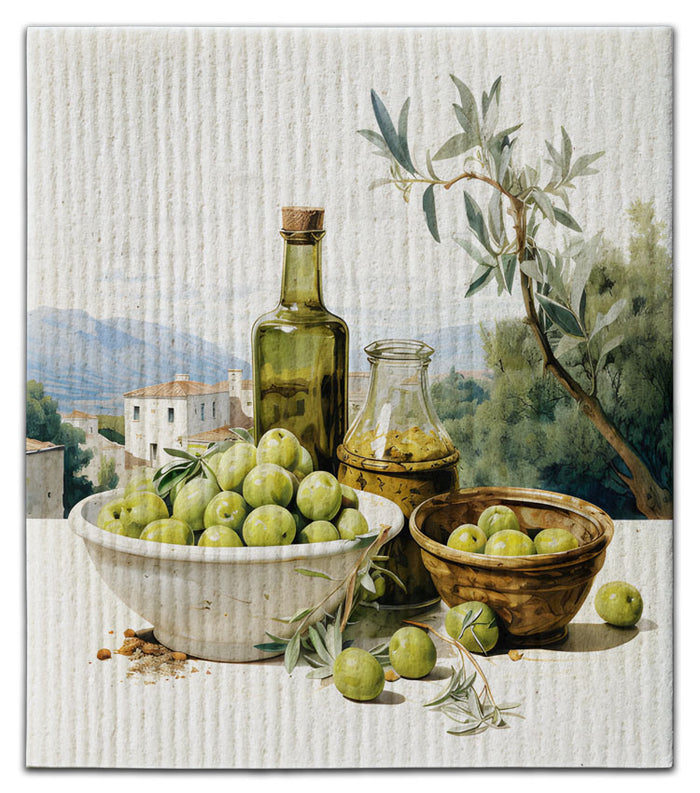 Olive Oil Green Bottle Dishcloth