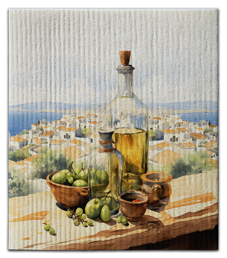 Olive Oil Clear Bottle Dishcloth