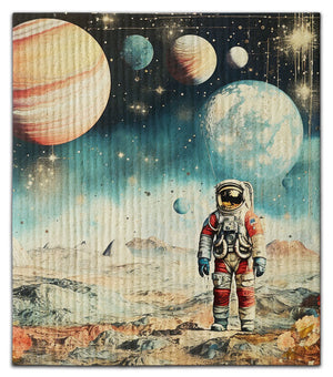 Astronaut W/ Planets Dishcloth