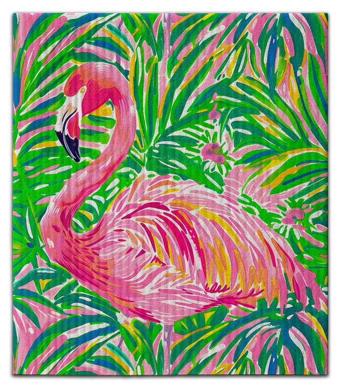 Flamingos and Ferns Dishcloth