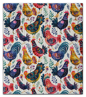 Folk Art Chickens Dishcloth