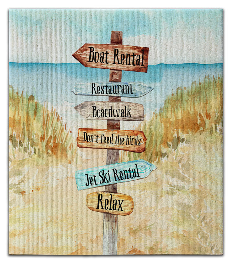 Beach Directional Sign Dishcloth