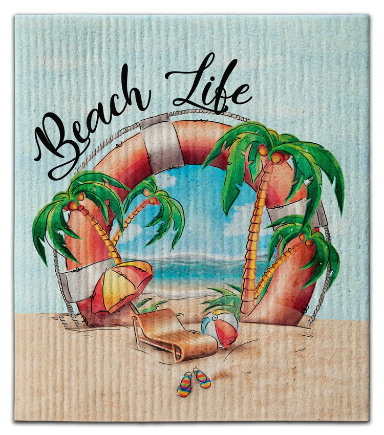 Beach Life Preserver Dishcloth