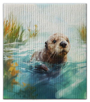 Otter In Seaweed Dishcloth