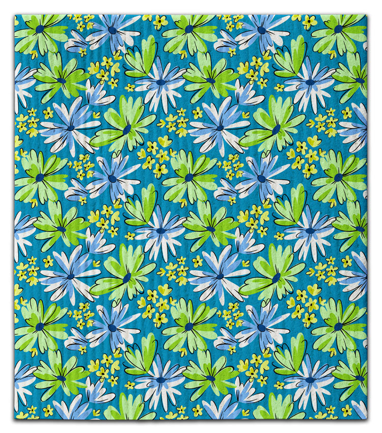 Retro Blue/Green Daisy Dishcloth