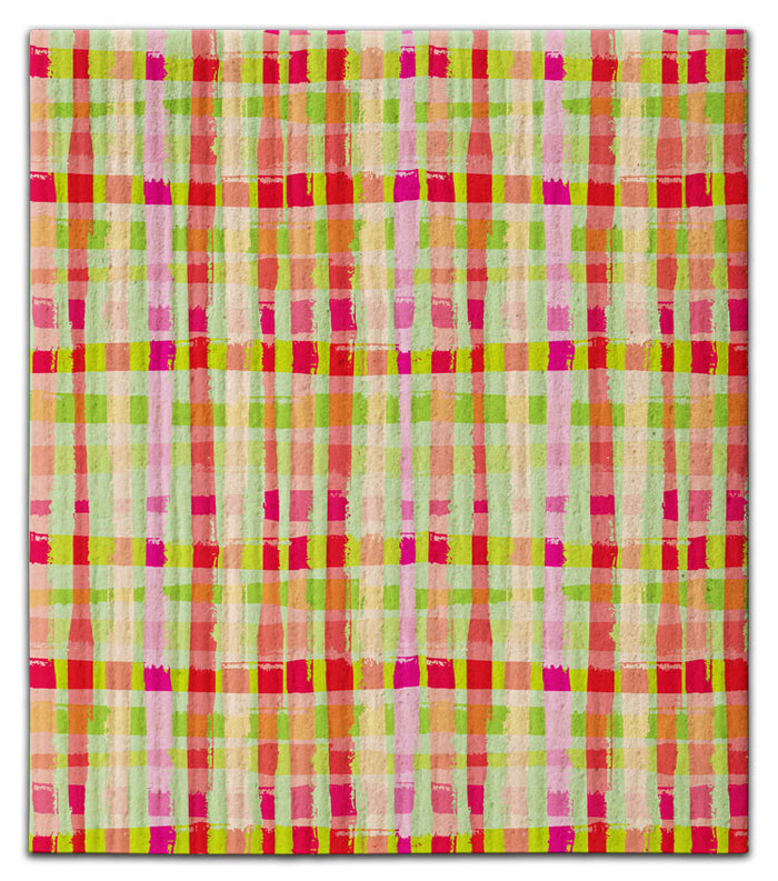 Green/Pink Check Dishcloth