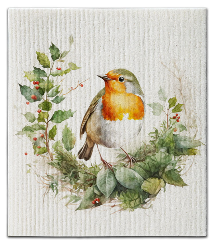 Robin in Tree Dishcloth