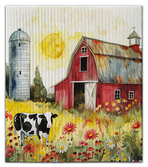 Cow & Barn Dishcloth
