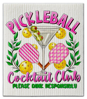 Pickleball Cocktail Club Dishcloth