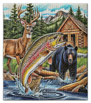 Fish, Bear & Deer Dishcloth