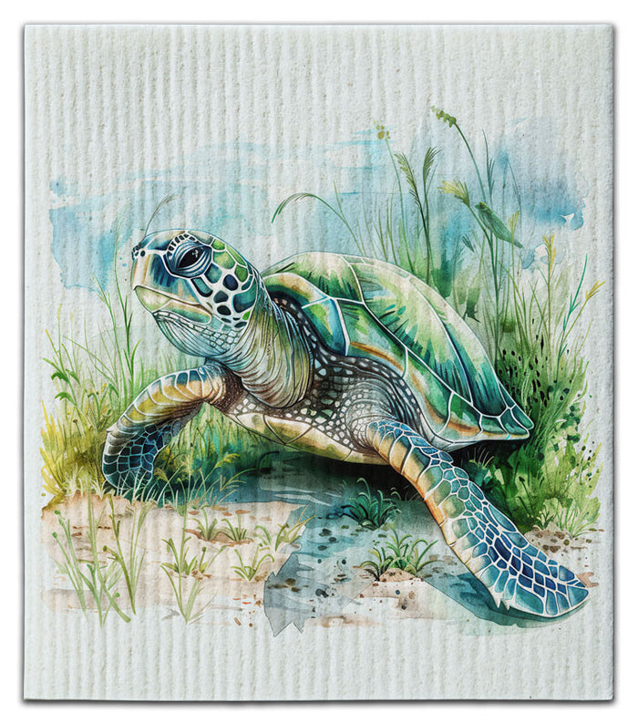 Sea Turtle on Beach Dishcloth