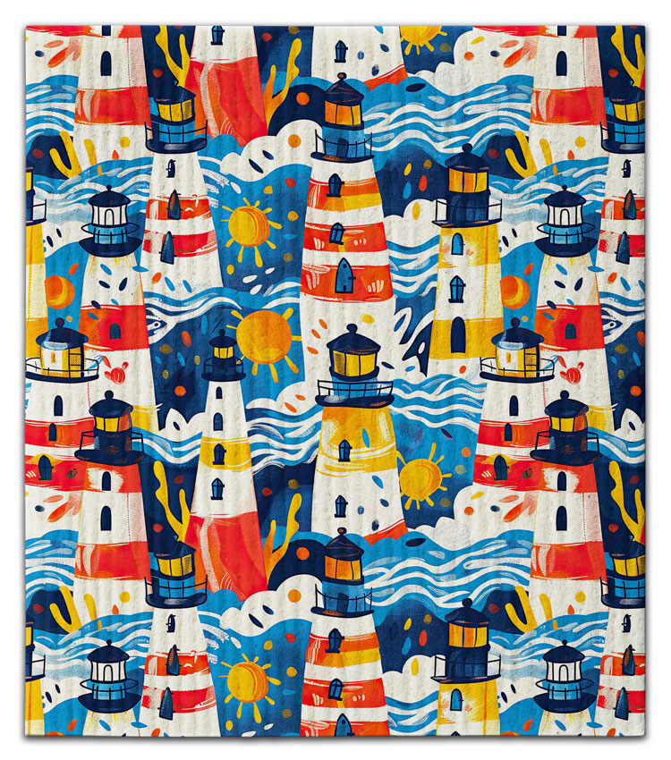 Colorful Lighthouses Swedish Dishcloth - CJ Bella Co.