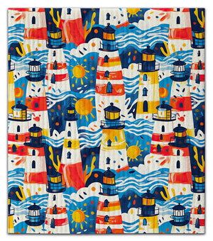 Colorful Lighthouses Dishcloth