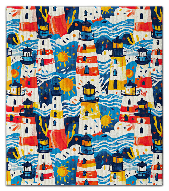 Colorful Lighthouses Dishcloth