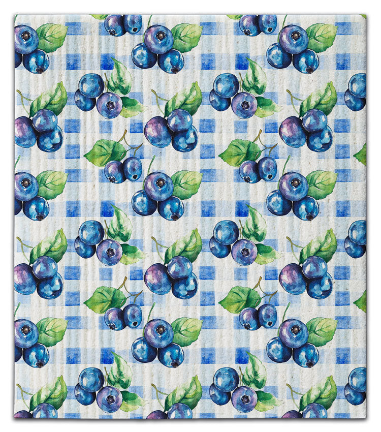 Plaid Bluberries Dishcloth
