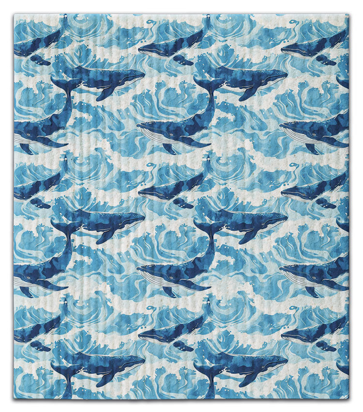 Whale in Waves Dishcloth