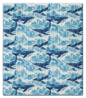 Whale in Waves Dishcloth