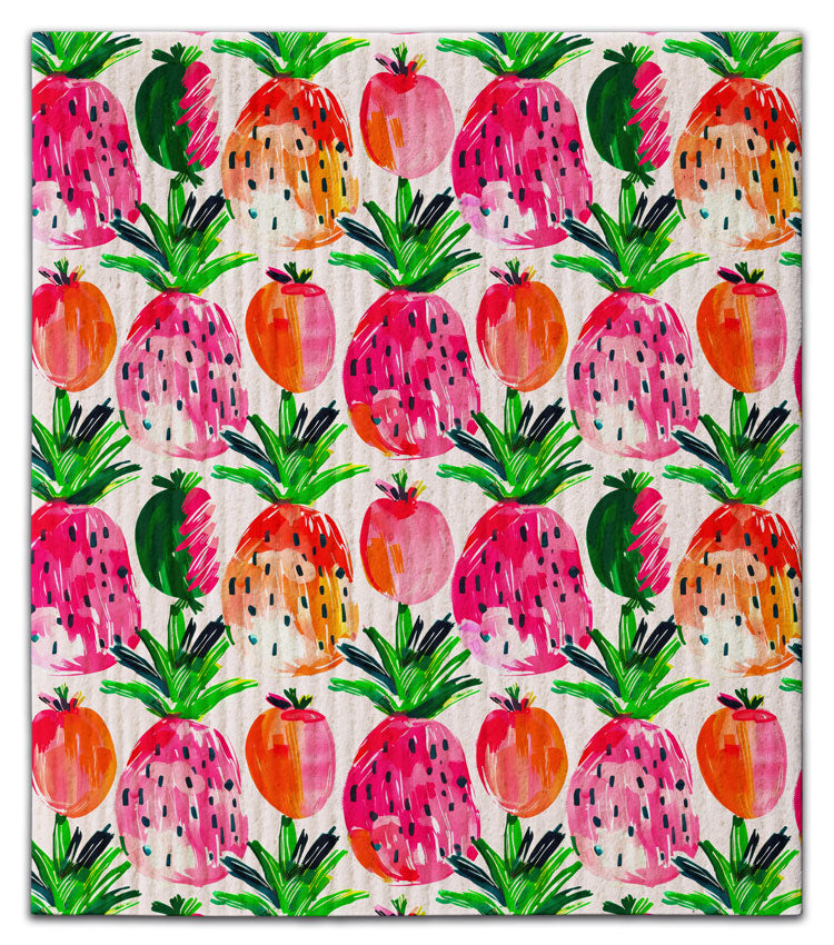 Pink Pineapples Dishcloth