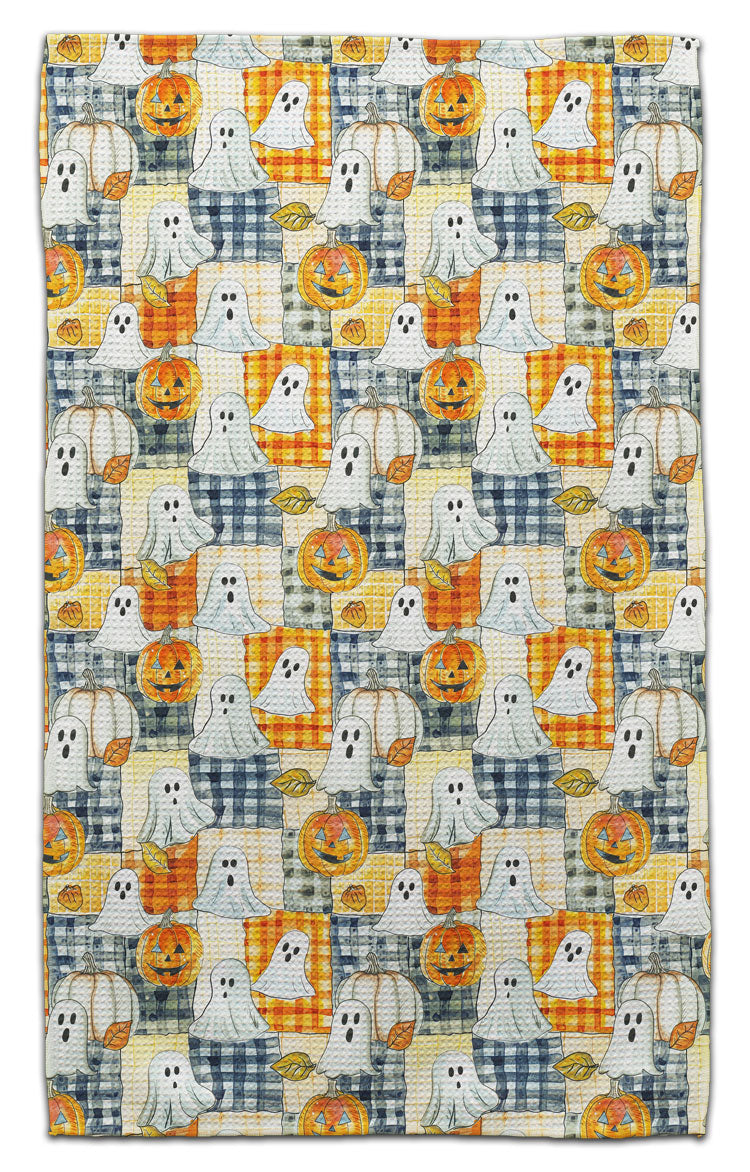 Ghosts & Pumpkins Patch Work Waffle Weave Towels