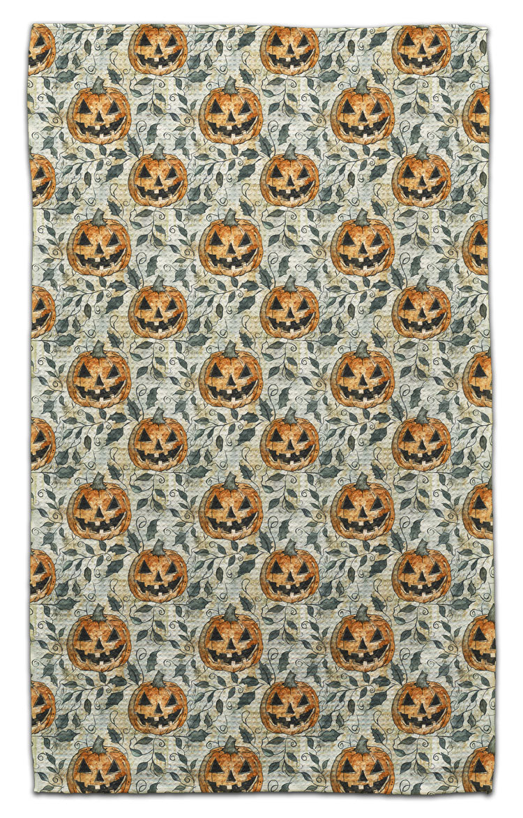Pumpkins w/Leaves Waffle Weave Towels