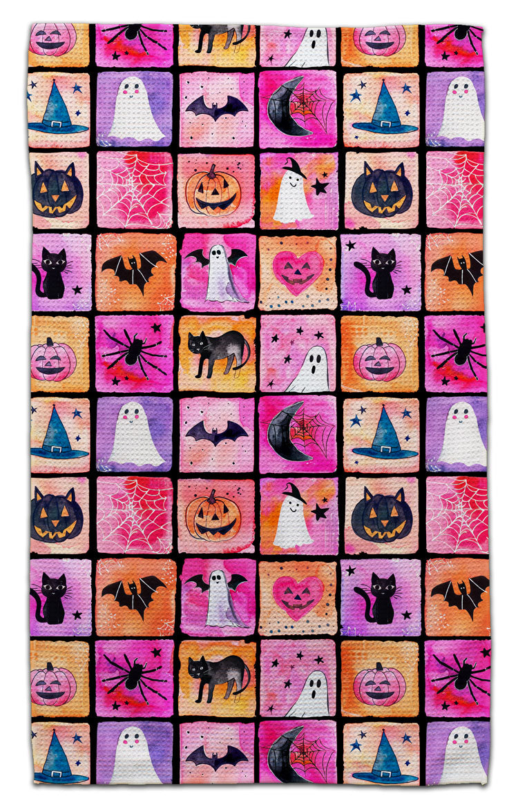 Halloween Tiles Waffle Weave Towels