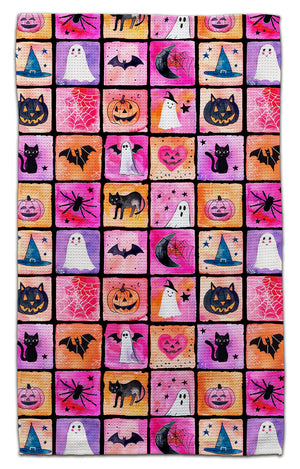 Halloween Tiles Waffle Weave Towels