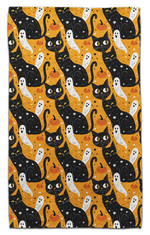 Black Cat & Ghost Waffle Weave Towels