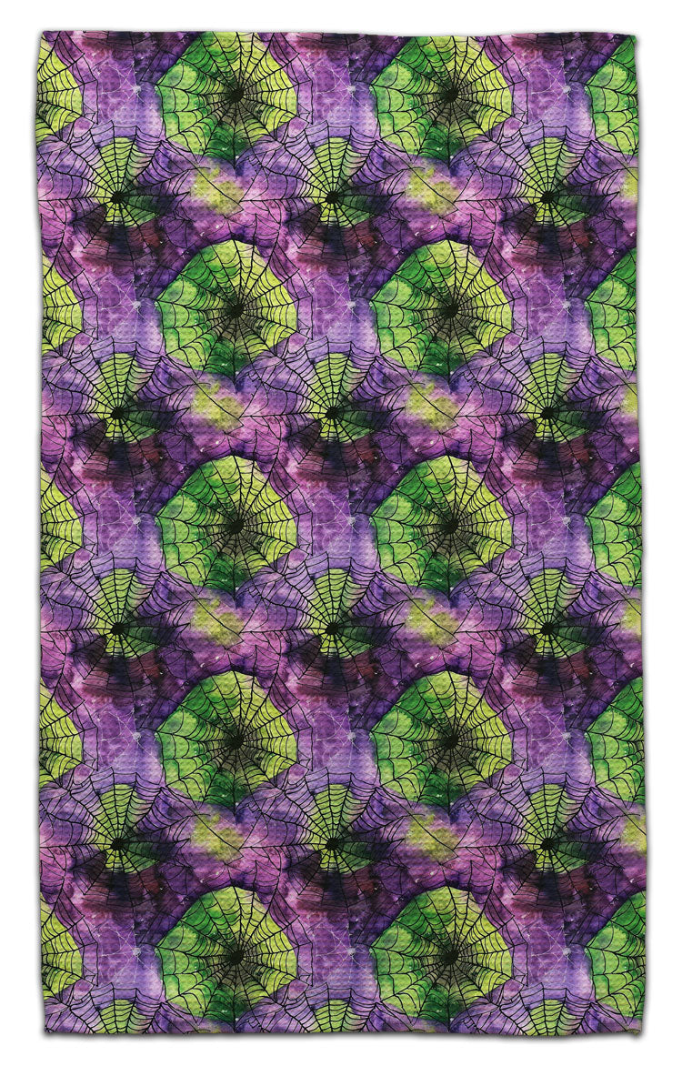 Purple and Black Webs Waffle Weave Towel
