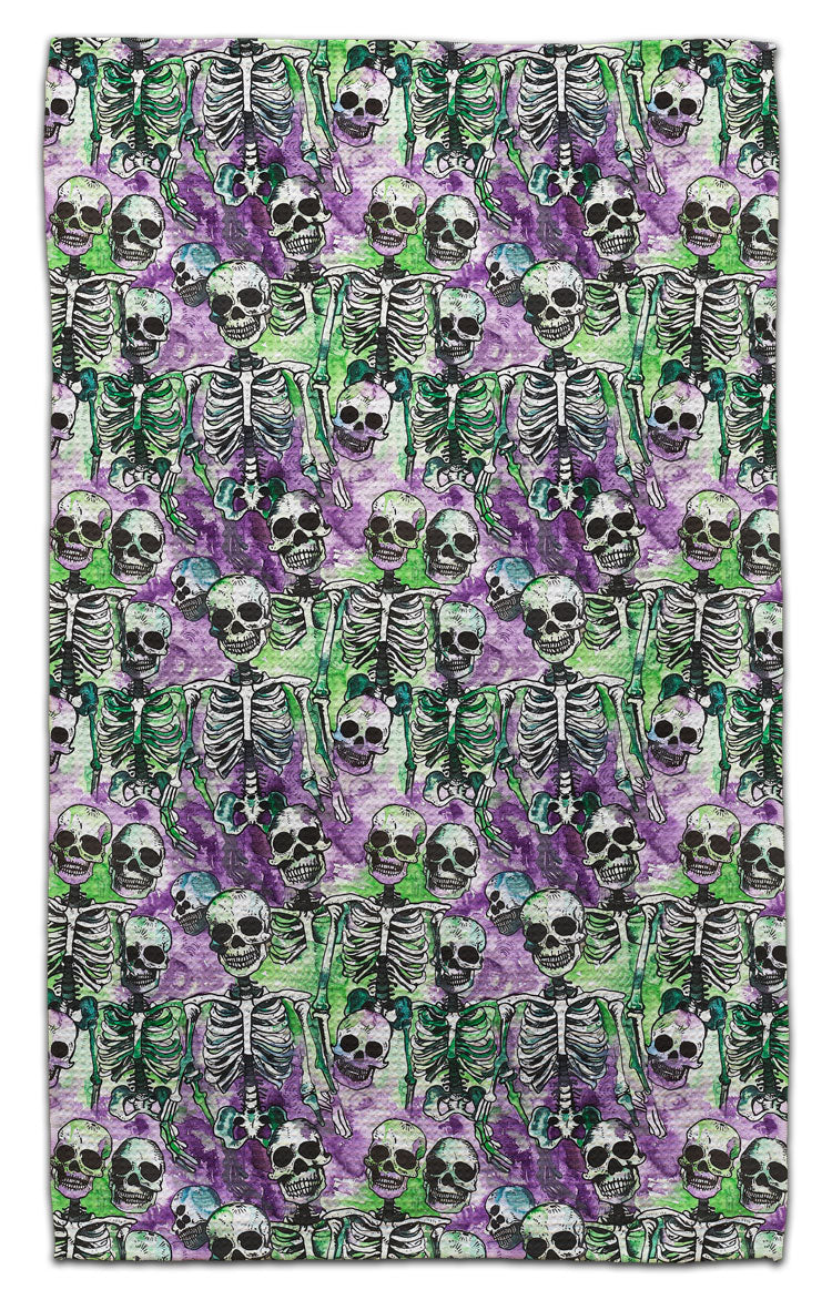 Purple and Black Skelton Waffle Weave Towel