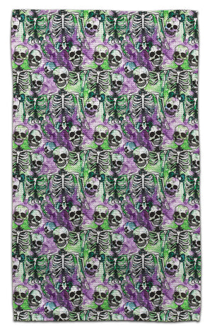 Purple and Black Skelton Waffle Weave Towel