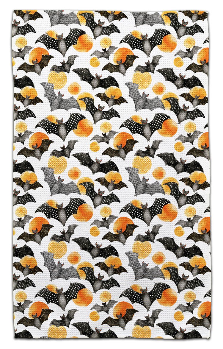 Polka Dot Bats Waffle Weave Towel
