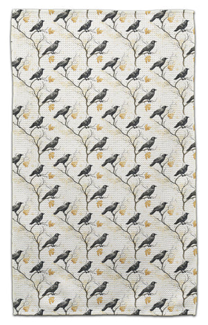 Ravens on Branches Waffle Weave Towel
