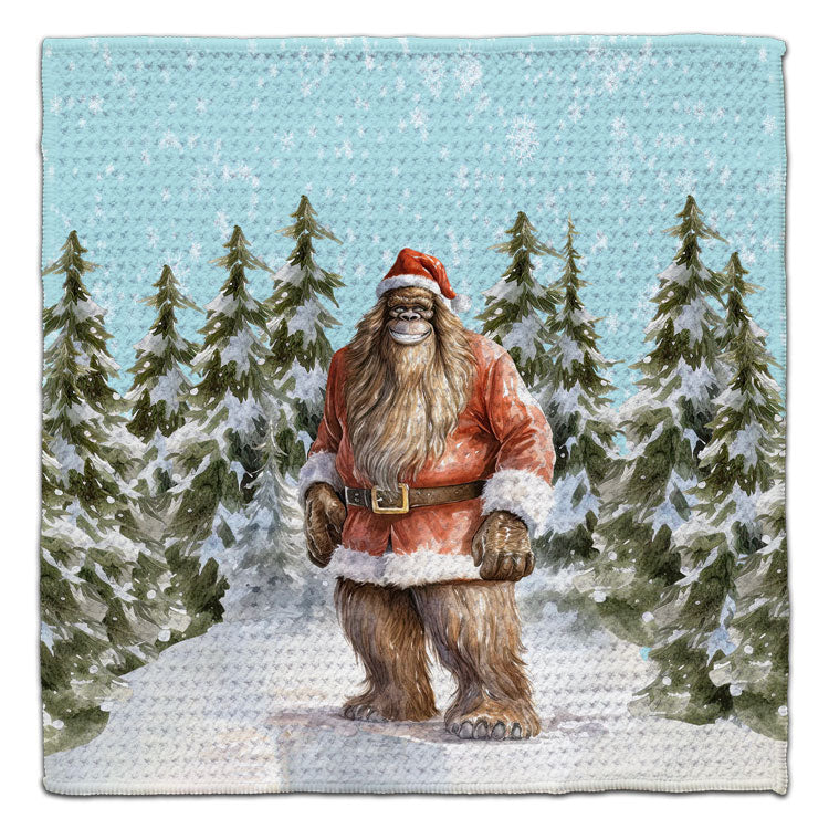 Bigfoot Claus Waffle Weave Washcloth