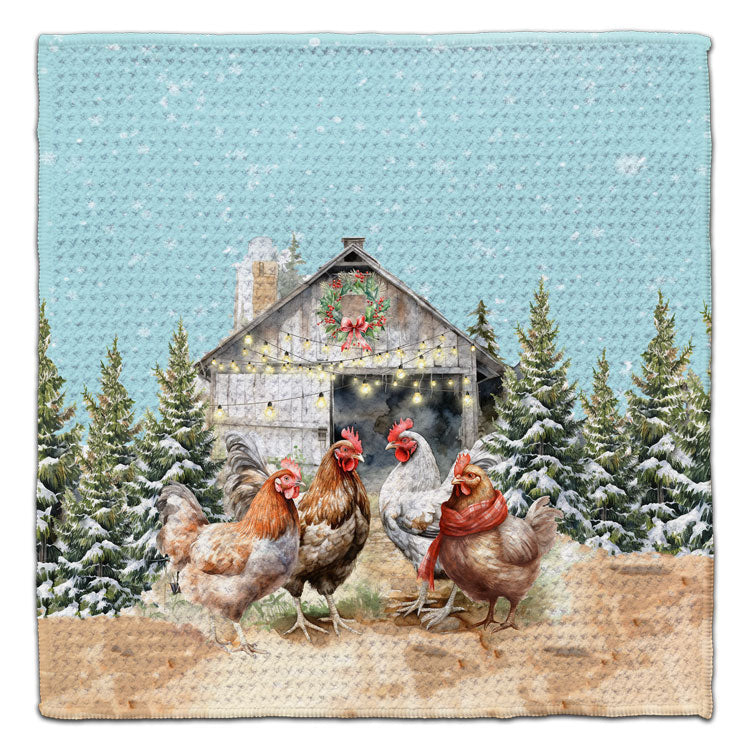 Chicken List Waffle Weave Washcloth