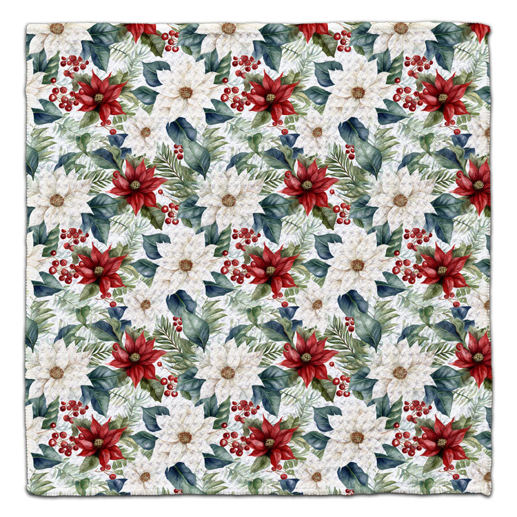Poinsettias Waffle Weave Washcloth - CJ Bella Co.