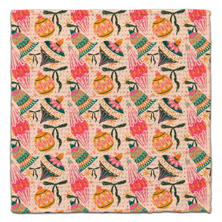 Vintage Ornaments Waffle Weave Washcloth